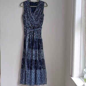 Lauren by Ralph Lauren dress with blue and white floral prints - Size 10